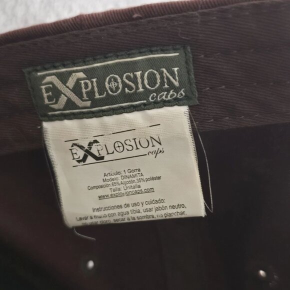 Explosion Caps Brown Adjustable Hat Embroidered TNT Globe Logo Baseball Cap - Picture 4 of 4